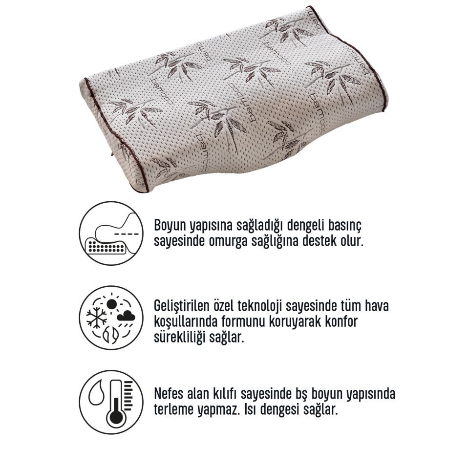 Bedmall Deco Visco Bambu Kılıflı Ortopedik  Boyun Yastığı